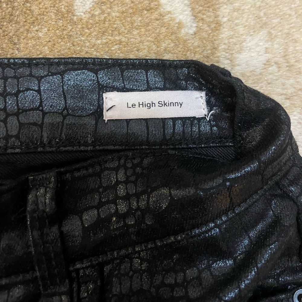Frame Le High Skinny Jeans Noir Croc corcodile shine women’s size 24 - Picture 7 of 9